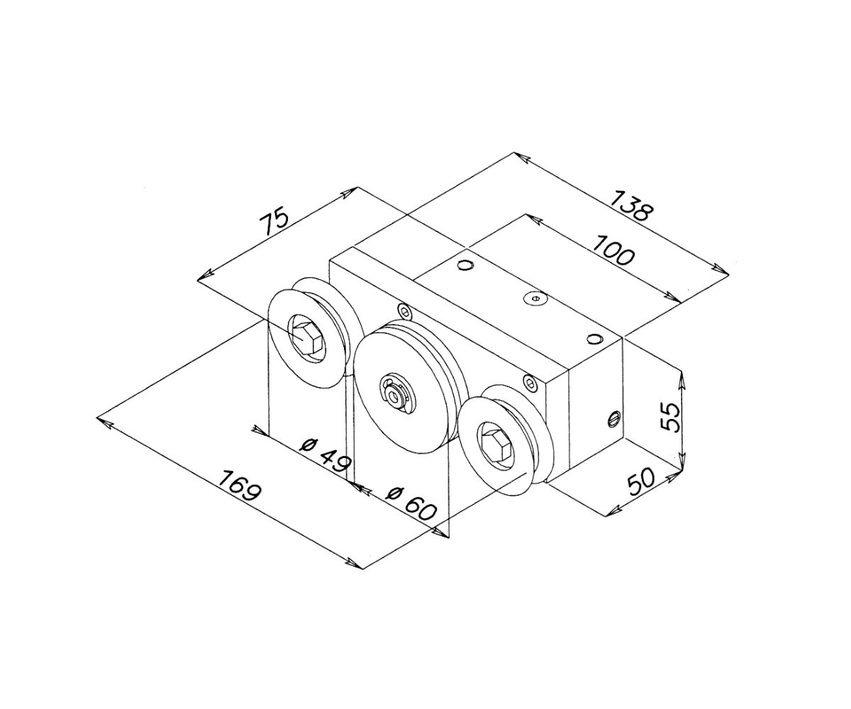 Art. 60001 - Continuous locking regulator with 3 wheels for steel cable ...